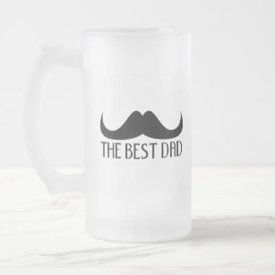 Coola Den bästa Pappa Black Mustache Fars dag Frostat Ölglas