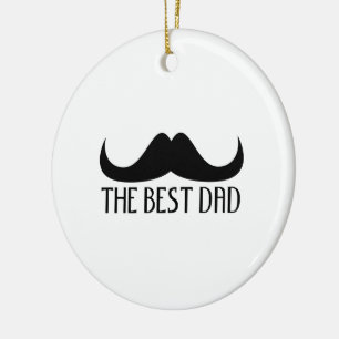 Coola Den bästa Pappa Black Mustache Fars dag Julgransprydnad Keramik