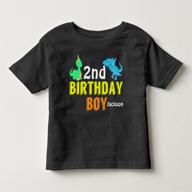 Coola Dinosaur Birthday Boy Party Anpassningsbar T-shirt (Framsida)