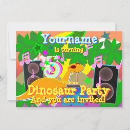 coola Dinosaur DJ Party Inbjudningar