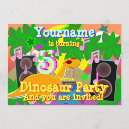 coola Dinosaur DJ Party Inbjudningar