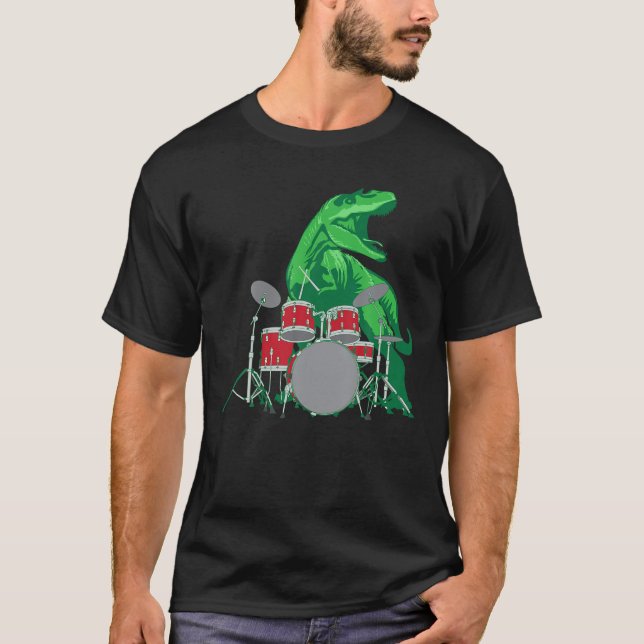 Coola Dinosaur Drummer Shirt Best Gift for All Dru T (Framsida)
