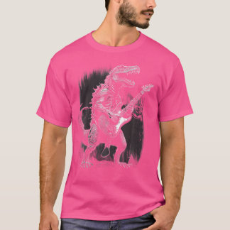 Coola Dinosaur Guitar som spelar upp akustiskt ele T Shirt