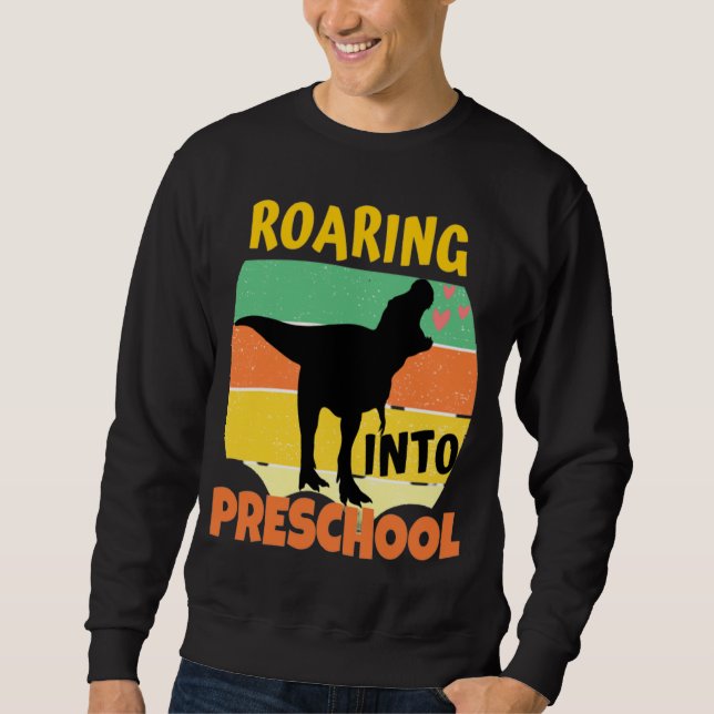 COOLA DINOSAUR - ROARING IN PRESCHOOL LÅNG ÄRMAD TRÖJA (Framsida)