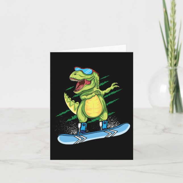 Coola Dinosaur Snowboarding Skiing Dabbing T Rex S Kort (Framsida)