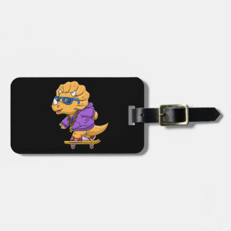 coola dinosaur-tecknad för uppspelning av skateboa bagagebricka