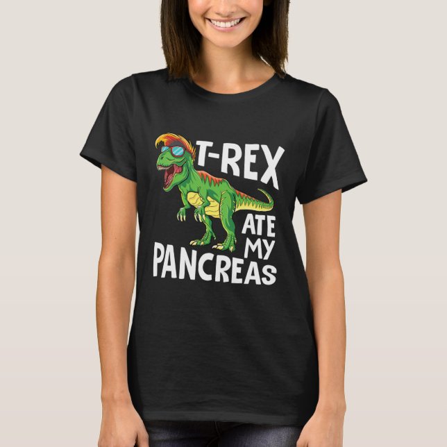 Coola Dinosaur Trex Ate My Pancreas Diabetes Aware T Shirt (Framsida)