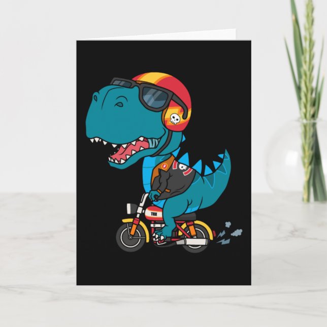 Coola dinosaurier som kör motorcykel kort (Framsida)