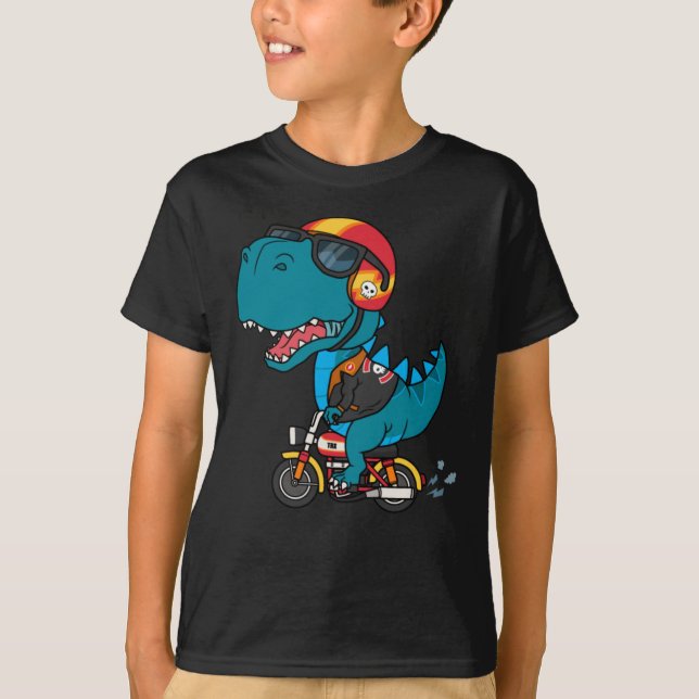 Coola dinosaurier som kör motorcykel t shirt (Framsida)