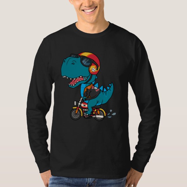 Coola dinosaurier som kör motorcykel t shirt (Framsida)