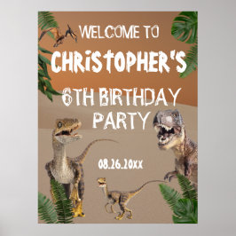 Coola Dinosaurs Födelsedagsfest Välkommen Poster