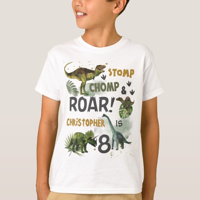 Coola Dinosaurs Jurassic Boy Birthday Outfit T Shirt (Framsida)
