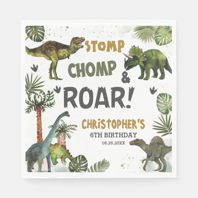 Coola Dinosaurs Jurassic Boy Födelsedagsfest Pappersservett (Framsidan)