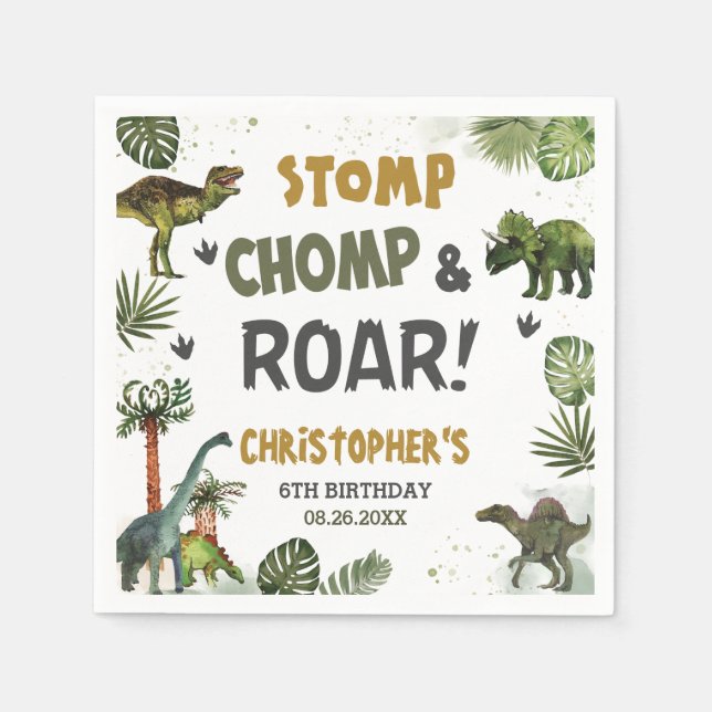Coola Dinosaurs Jurassic Boy Födelsedagsfest Pappersservett (Framsidan)