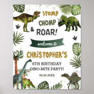 Coola Dinosaurs Jurassic Boy Födelsedagsfest Välko Poster