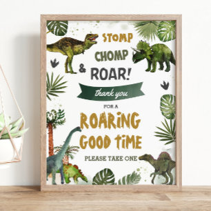 Coola Dinosaurs Jurassic Födelsedagsfest Tack Poster