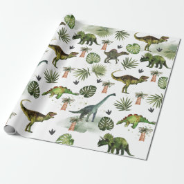 Coola Dinosaurs T-Rex Jurrasic Greenery Decoupage Presentpapper