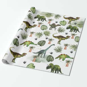 Coola Dinosaurs T-Rex Jurrasic Greenery Decoupage Presentpapper