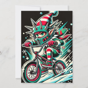 Coola Dirt Bike Elf-julkort för pojkar Julkort