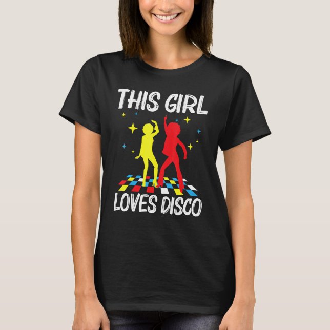 Coola Disco for Girls Kid 70s 80-tal NightClub Mus T Shirt (Framsida)