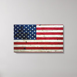 Coola Distress American Flagga Wood Rustic Canvastryck