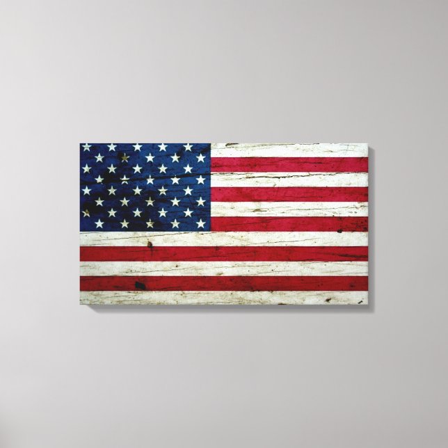 Coola Distress American Flagga Wood Rustic Canvastryck (Framsida)