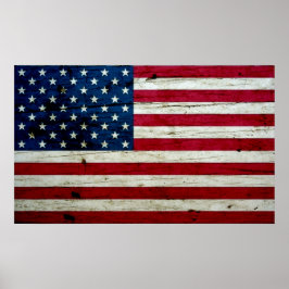 Coola Distress American Flagga Wood Rustic Poster