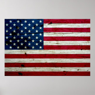 Coola Distress American Flagga Wood Rustic Poster