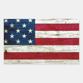 Coola Distress American Flagga Wood Rustic Rektangulärt Klistermärke