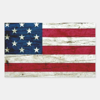 Coola Distress American Flagga Wood Rustic Rektangulärt Klistermärke