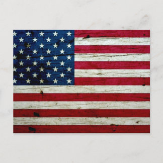 Coola Distress American Flagga Wood Rustic Vykort