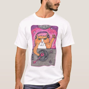 Coola Dj Cat Marker Art Illustration T Shirt