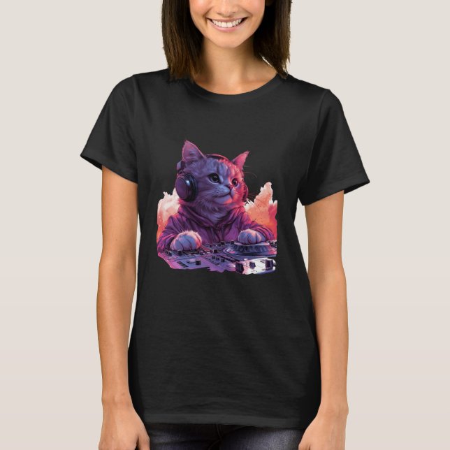 Coola DJ Cat Shirt, Funny Cat Shirt T Shirt (Framsida)