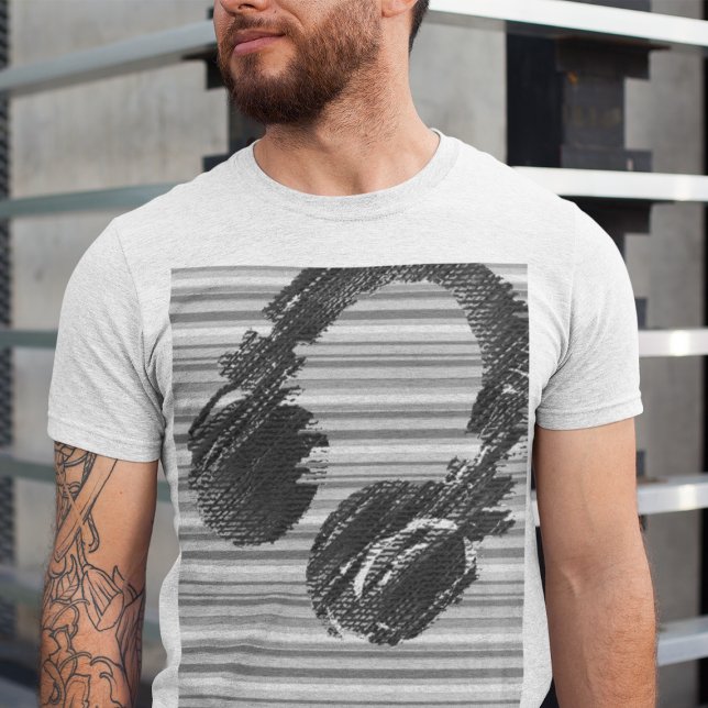 Coola dj Headphone Grayish Music T Shirt (cool headphone tee)
