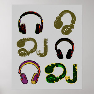 coola DJ-hörlurar, dekanidé Poster