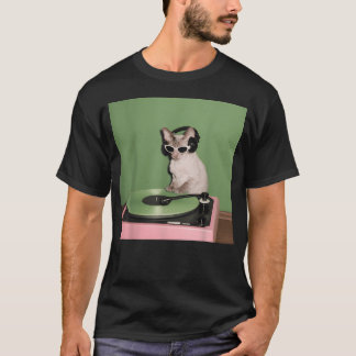 Coola Dj Katt Meme Vinylskiva Rolig Retro Musik T Shirt
