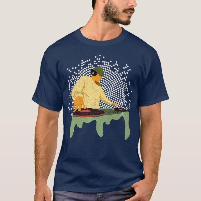 Coola DJ Klubb Mix Music Deejay spelar upp återuts T Shirt (Framsida)
