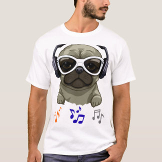 Coola DJ Pug: Ledig Herrmode Inspiration T Shirt