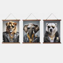 Coola djur med solglasögon och läder Jacka