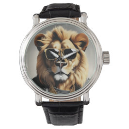 Coola djur med solglasögon och läder Jacka Armbandsur