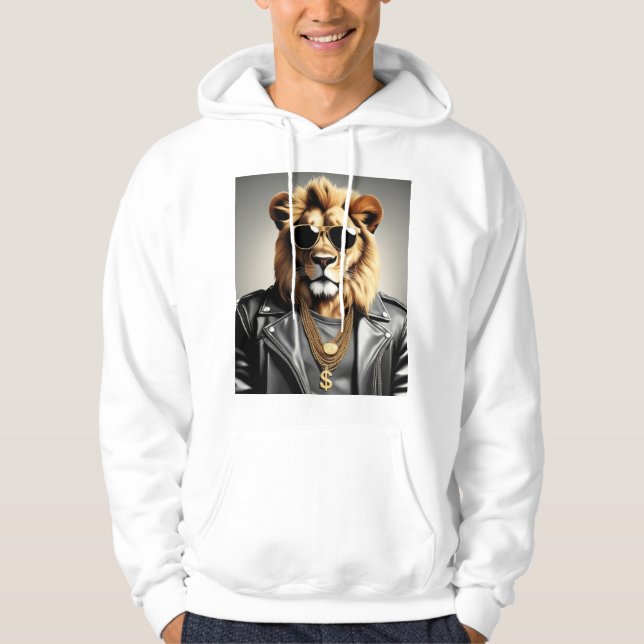 Coola djur med solglasögon och läder Jacka Hoodie (Framsida)