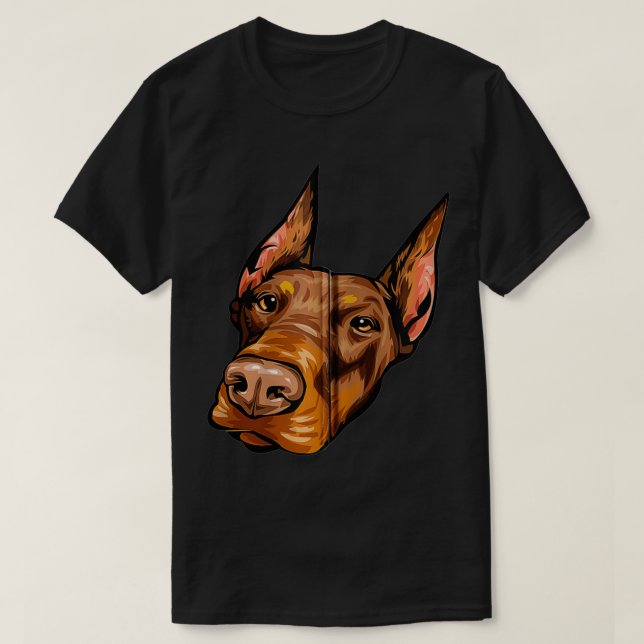 Coola Doberman Hund Ansikte Zip T Shirt (Design framsida)