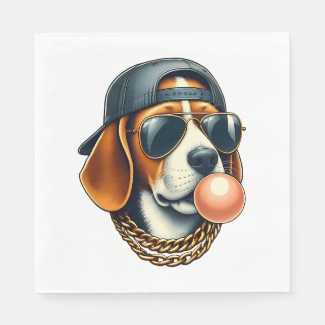 Coola Dogzz är en coola beagle med solglasögon och Pappersservett (Framsidan)