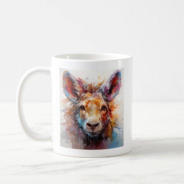 Coola Donkey Abstrakt Colorful Farm Animal Porträt Kaffemugg (Vänster)
