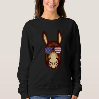 Coola Donkey Wearing USA flagga Sunglass US Americ T Shirt