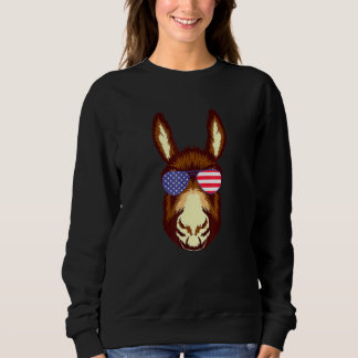 Coola Donkey Wearing USA flagga Sunglass US Americ T Shirt