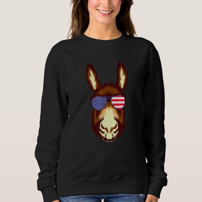 Coola Donkey Wearing USA flagga Sunglass US Americ T Shirt (Framsida)