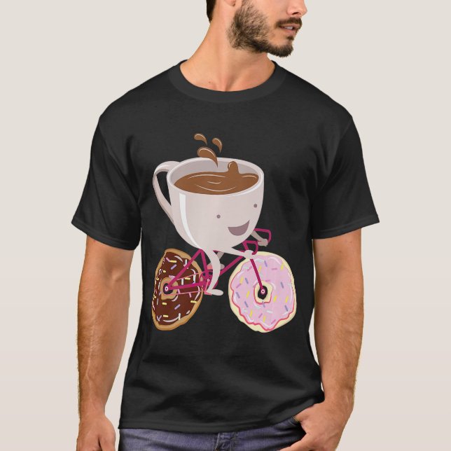 Coola Donut Coffee Bicycle Hand plockade Premium T Shirt (Framsida)