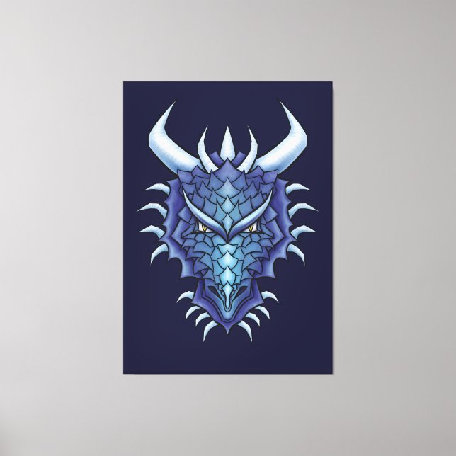 Coola Dragon Art - Lila Blue Magic Dragon Head Canvastryck (Framsida)