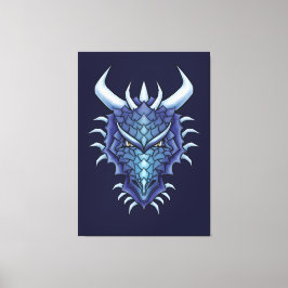 Coola Dragon Art - Lila Blue Magic Dragon Head Canvastryck
